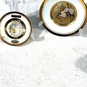 Chokin Decorative Plates (2 ) 1-Lrg 1-Small Both W/24kt Gold Sz 1-3X4 1-6”